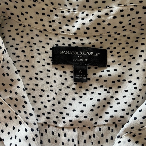Banana Republic Women’s Oversized White and Black Polka Dot Blouse Size S - Picture 5 of 12